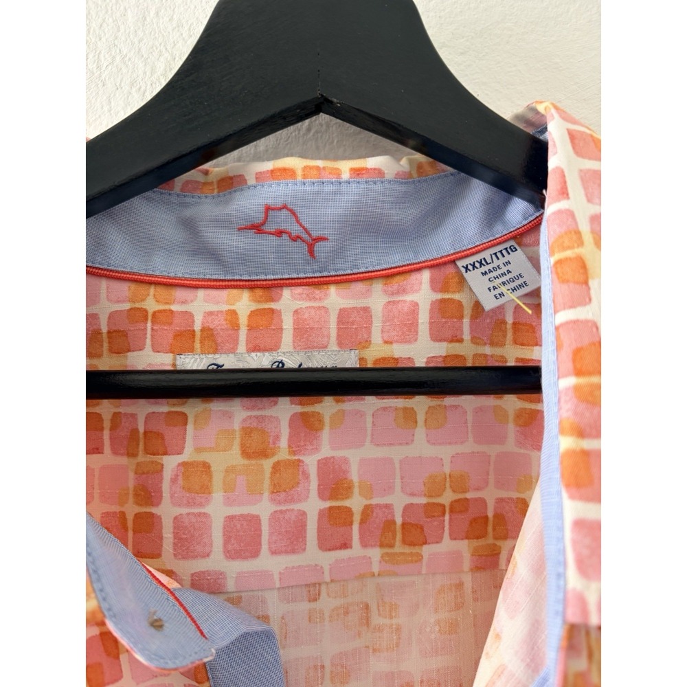 Tommy Bahama Silk Blend Short Sleeve Button Up Shirt Men's Size XXXL Pink Orange - Picture 3 of 6